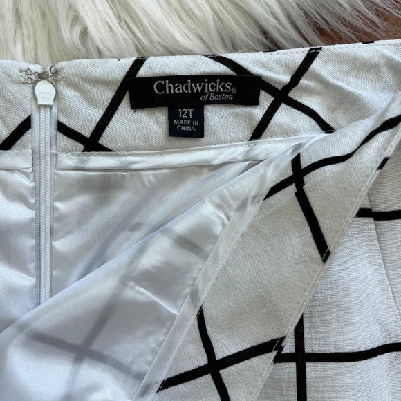 Chadwicks of Boston Linen Blend White & Black Windowpane Pencil Skirt-12 Tall - Picture 2 of 10
